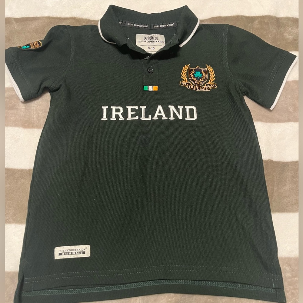 Green Ireland Polo Shirt,boys, size 9-10,